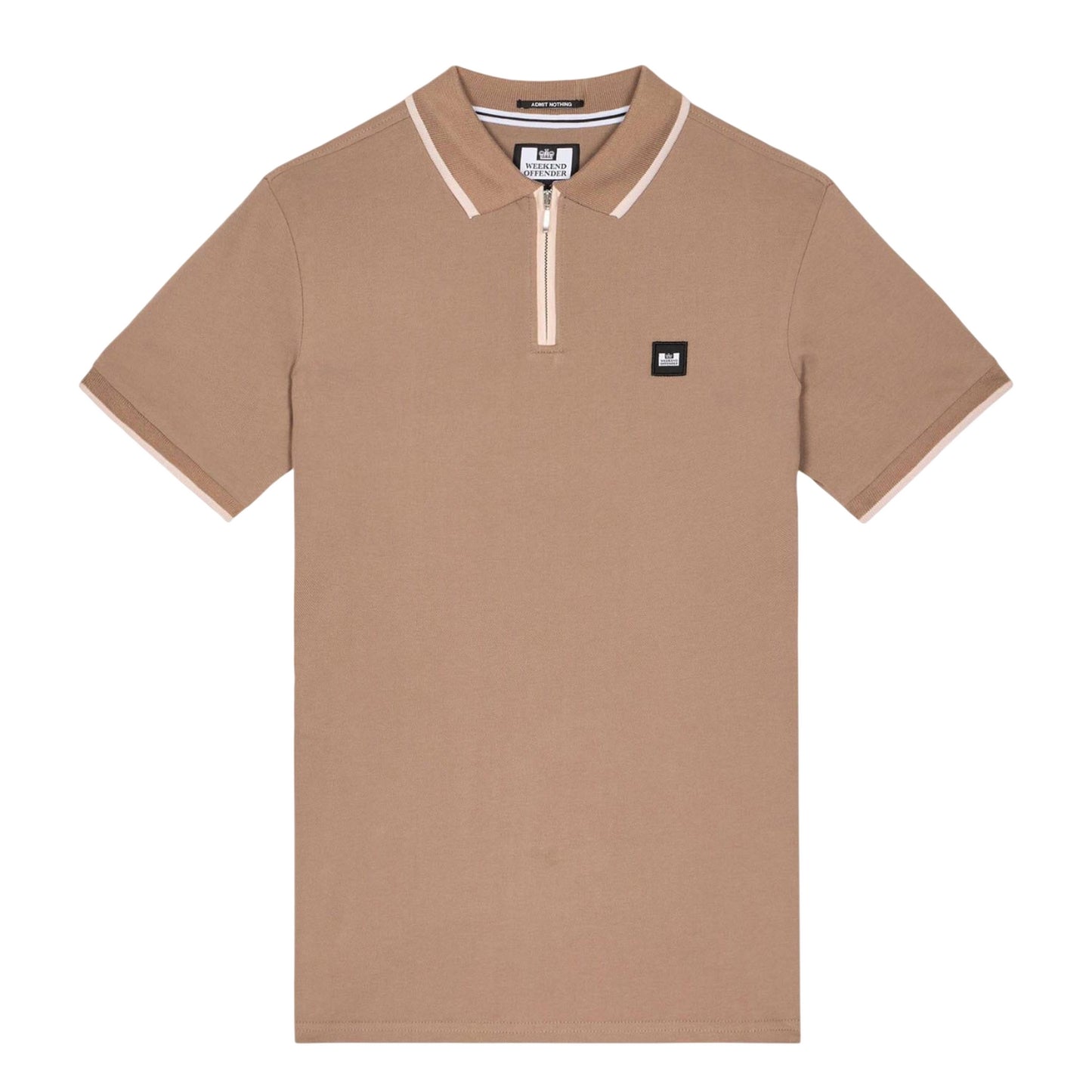 Brown - Front - Weekend Offender Mens Shore Zipped Polo Shirt