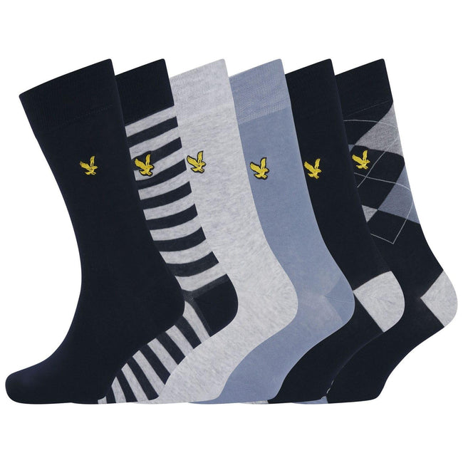 Multicoloured - Back - Lyle & Scott Mens Mixed Dress Socks (Pack of 6)