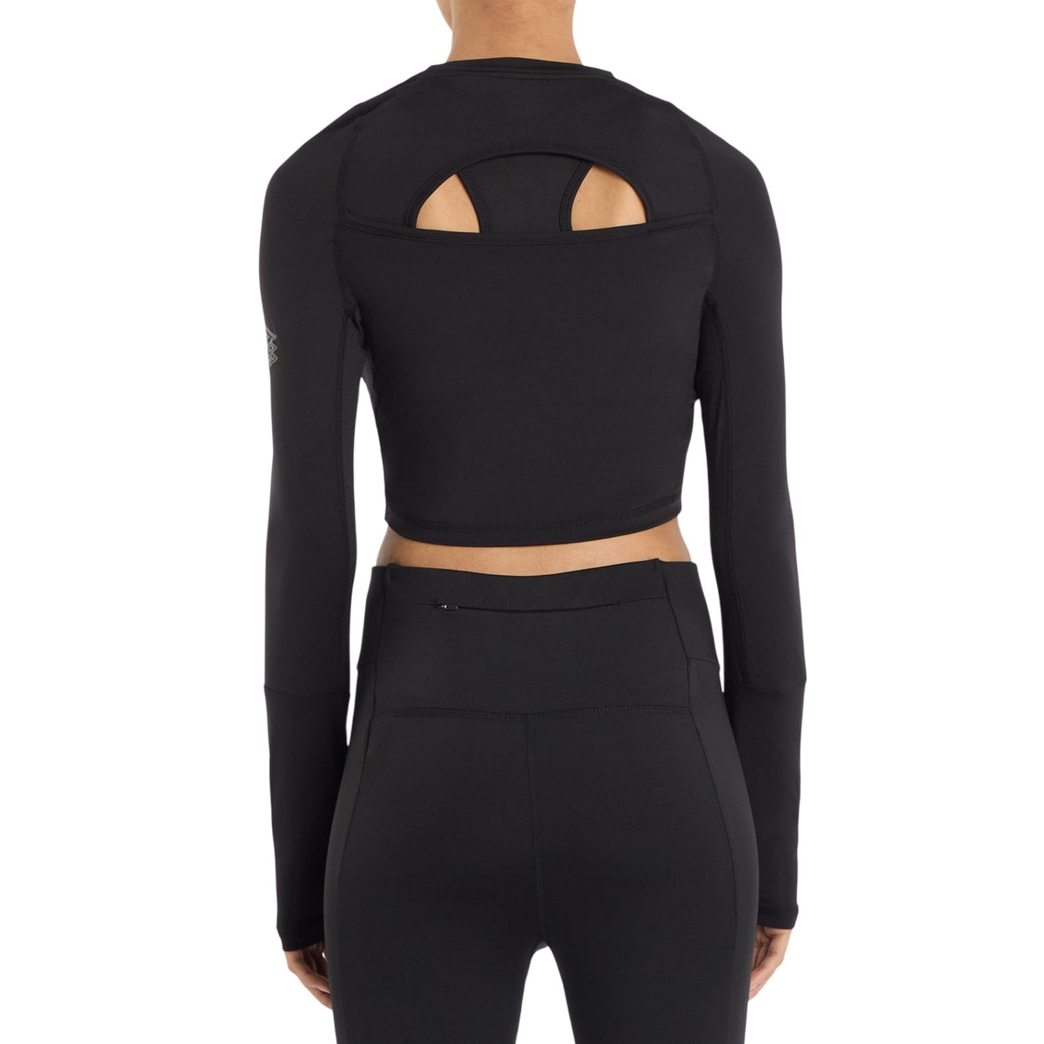 Black - Back - Umbro Womens-Ladies Pro Training Long-Sleeved Crop Top