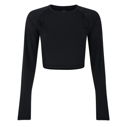 Black - Front - Umbro Womens-Ladies Pro Training Long-Sleeved Crop Top