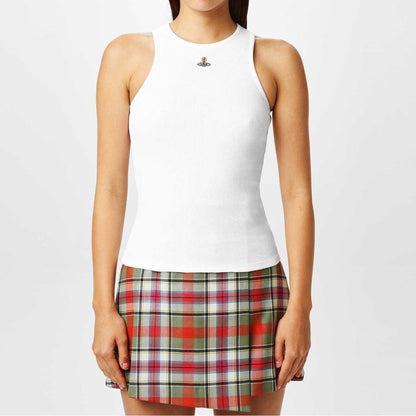 White - Side - Vivienne Westwood Womens Ladies Embroidered Logo Vest Top