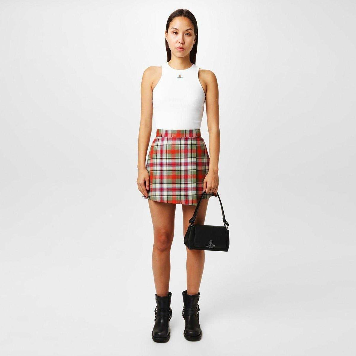 White - Pack Shot - Vivienne Westwood Womens Ladies Embroidered Logo Vest Top