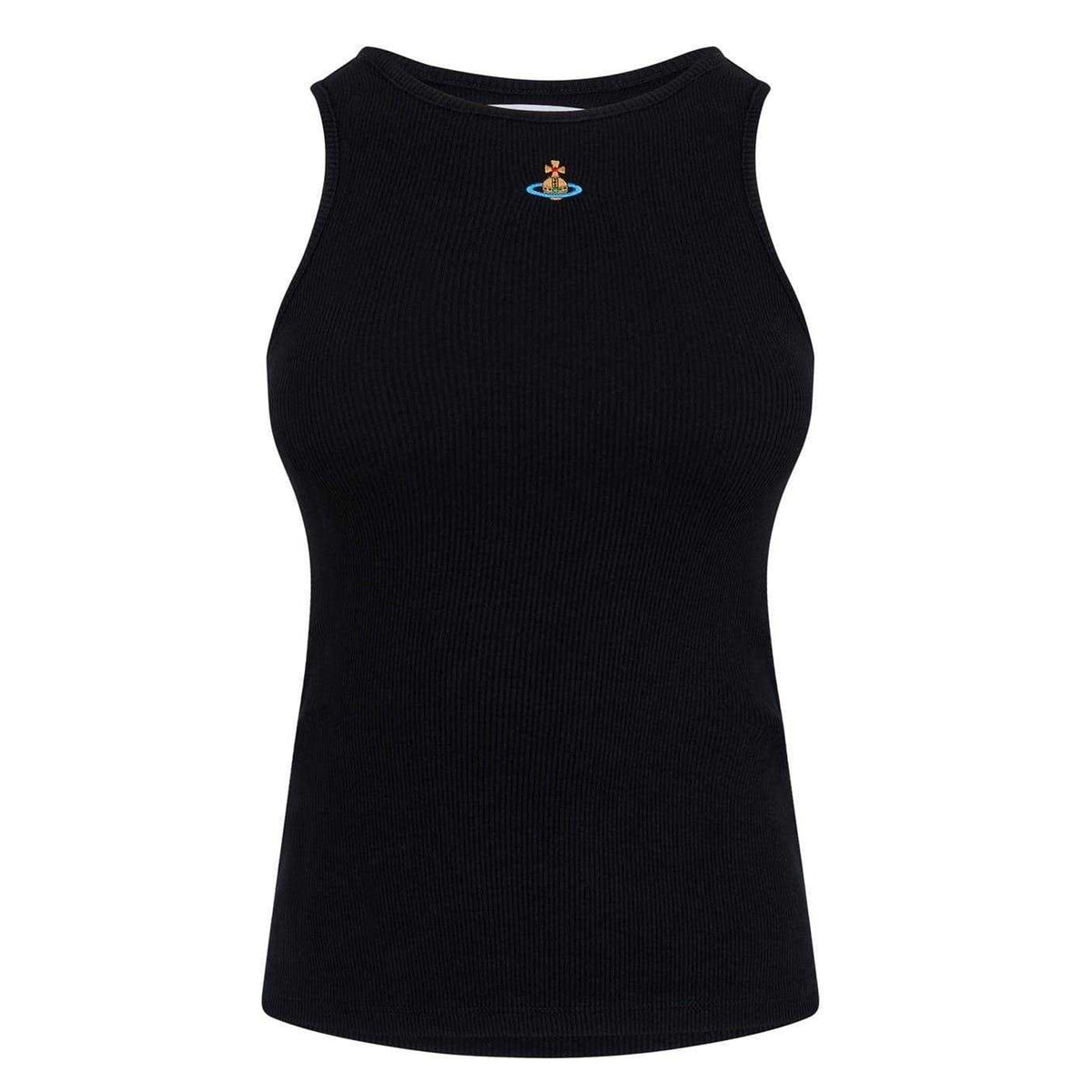 Black - Front - Vivienne Westwood Womens Ladies Embroidered Logo Vest Top