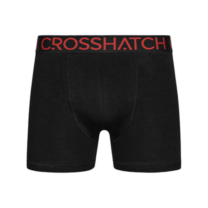 Black - Back - Crosshatch Mens Chasma Boxer Shorts (Pack of 3)