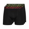 Black - Front - Crosshatch Mens Chasma Boxer Shorts (Pack of 3)