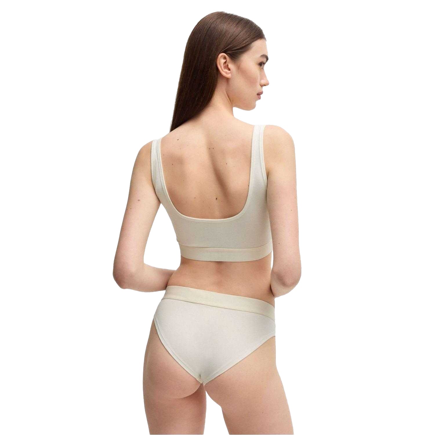 Natural - Back - Hugo Womens-Ladies Logo Cotton Stretch Bralette