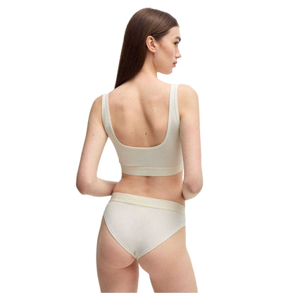 Natural - Back - Hugo Womens-Ladies Logo Cotton Stretch Bralette