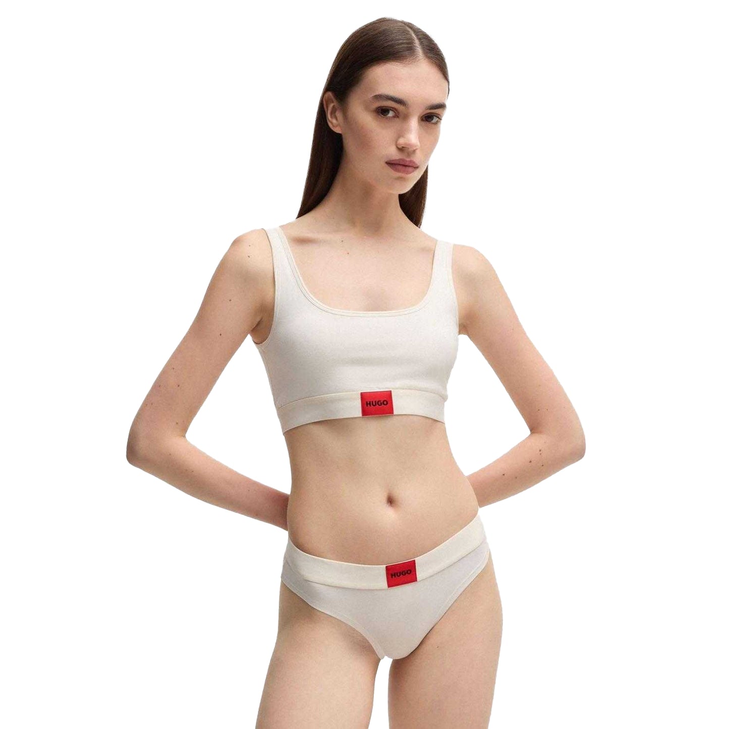Natural - Lifestyle - Hugo Womens-Ladies Logo Cotton Stretch Bralette