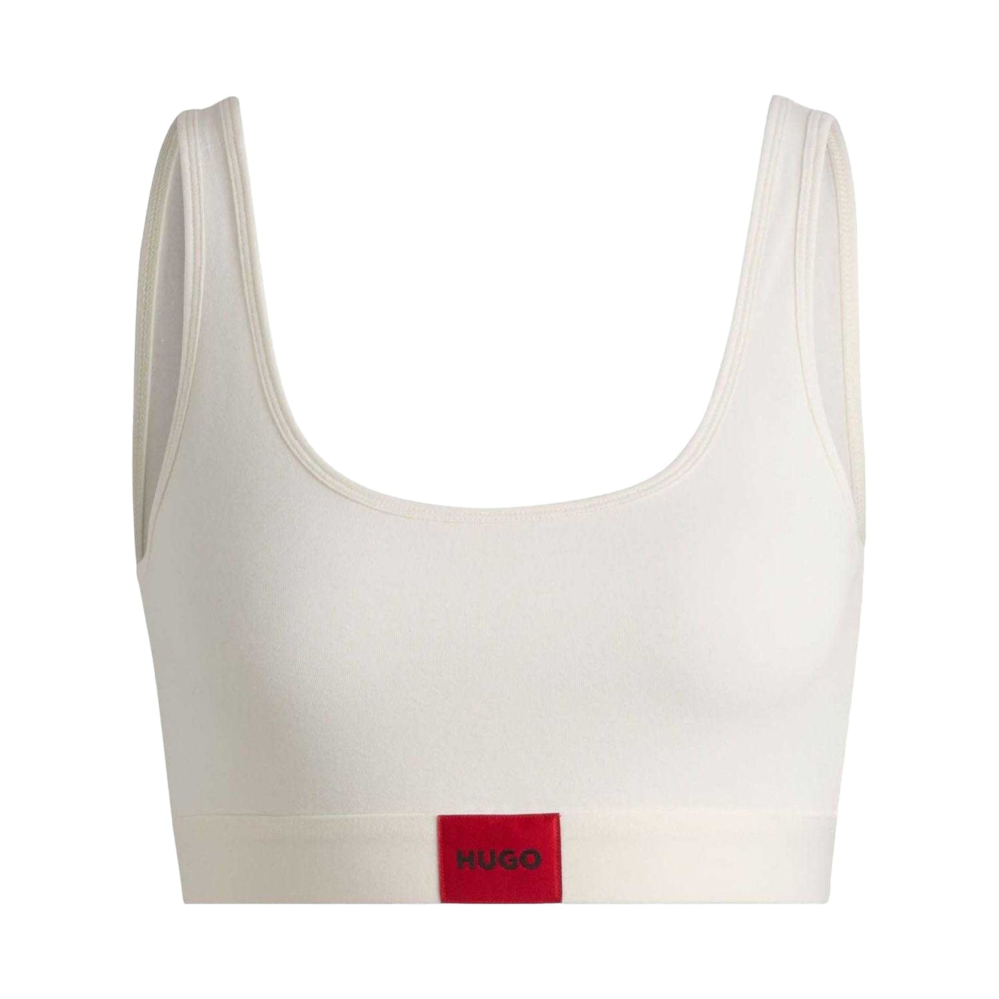 Natural - Front - Hugo Womens-Ladies Logo Cotton Stretch Bralette