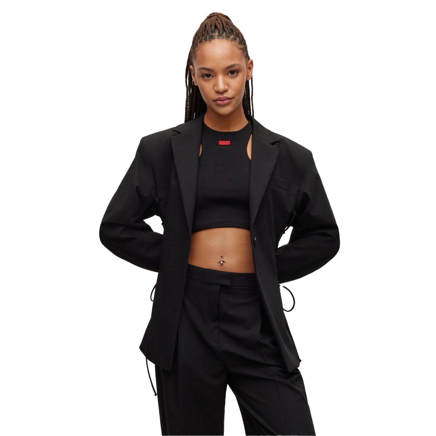 Black - Side - Hugo Womens-Ladies Almere Regular Blazer