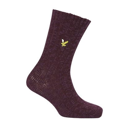 Black-Maroon-Green - Back - Lyle & Scott Mens Chunky Knit Socks (Pack of 3)