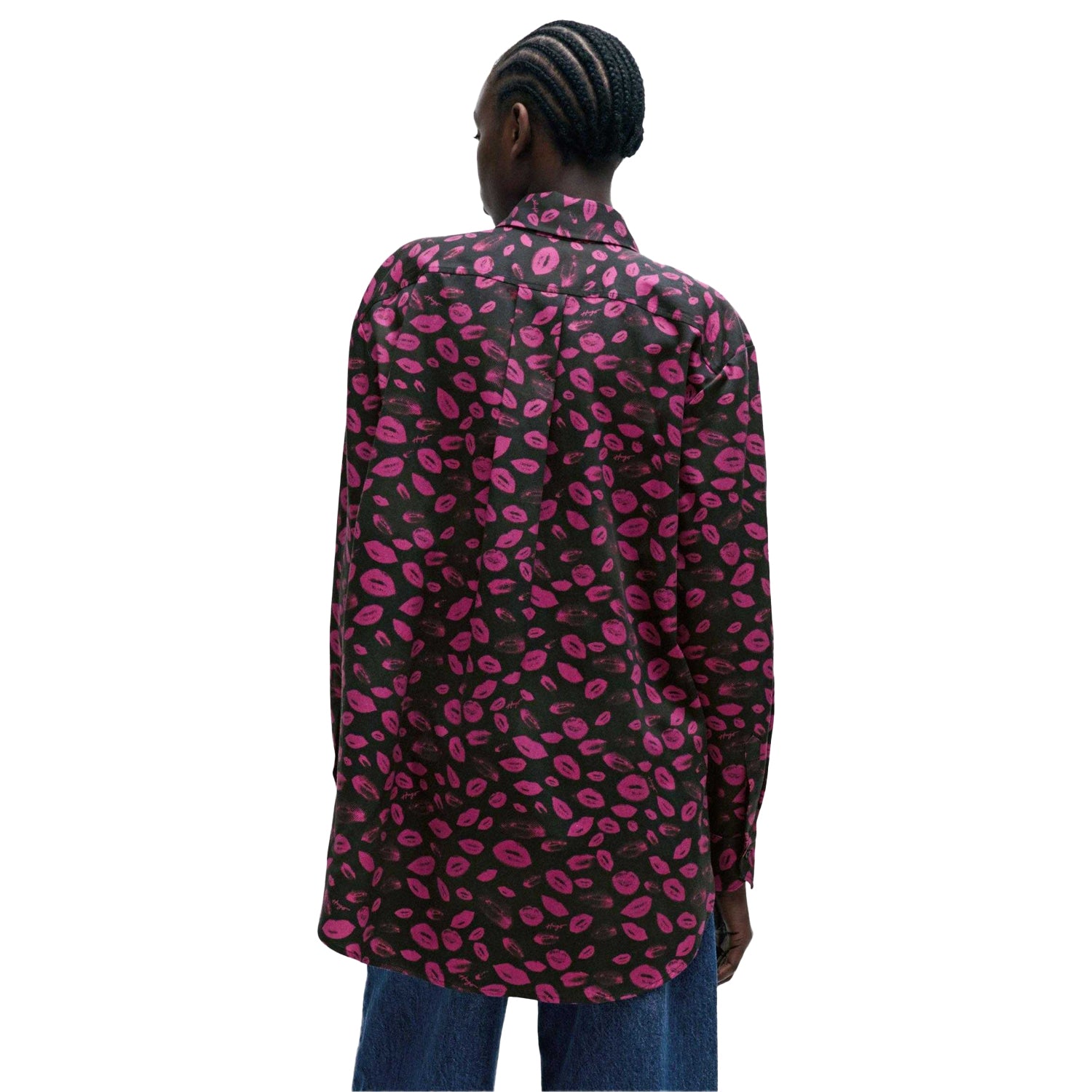 Black-Purple - Back - Hugo Womens-Ladies Relaxed Boyfriend Blouse