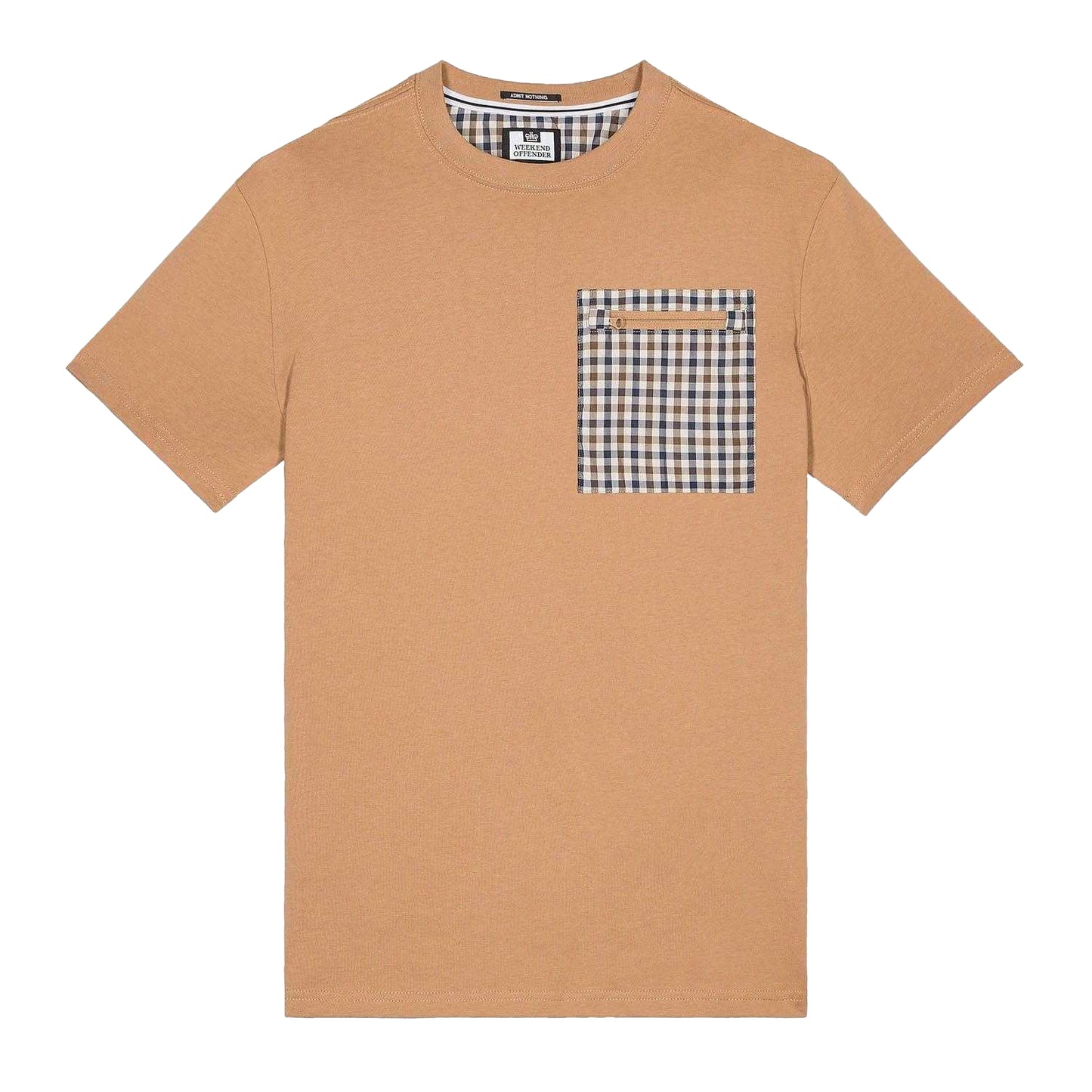 Cognac - Front - Weekend Offender Mens Gorman House Checked Pocket T-Shirt