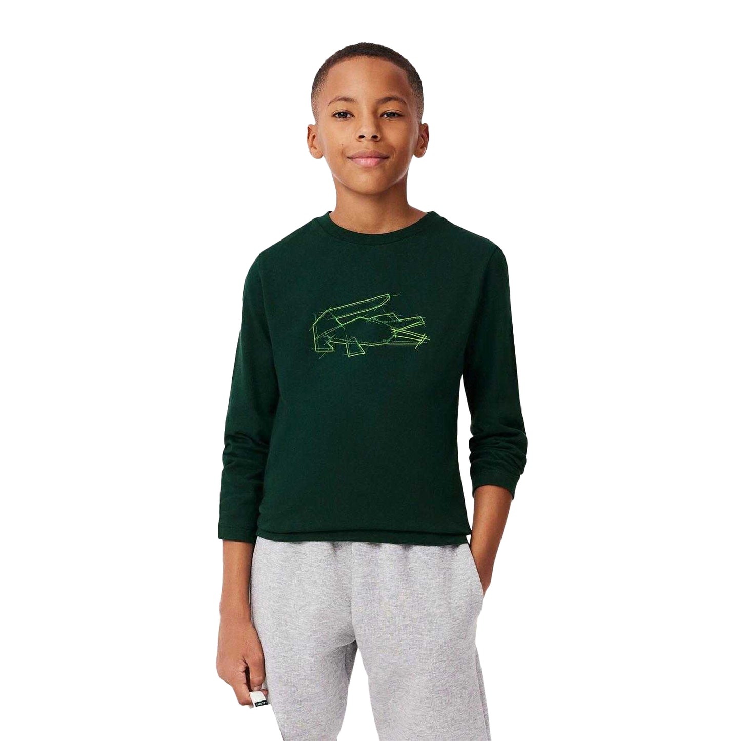 Green - Lifestyle - Lacoste Childrens-Kids Crocodile Print Heavy Cotton T-Shirt