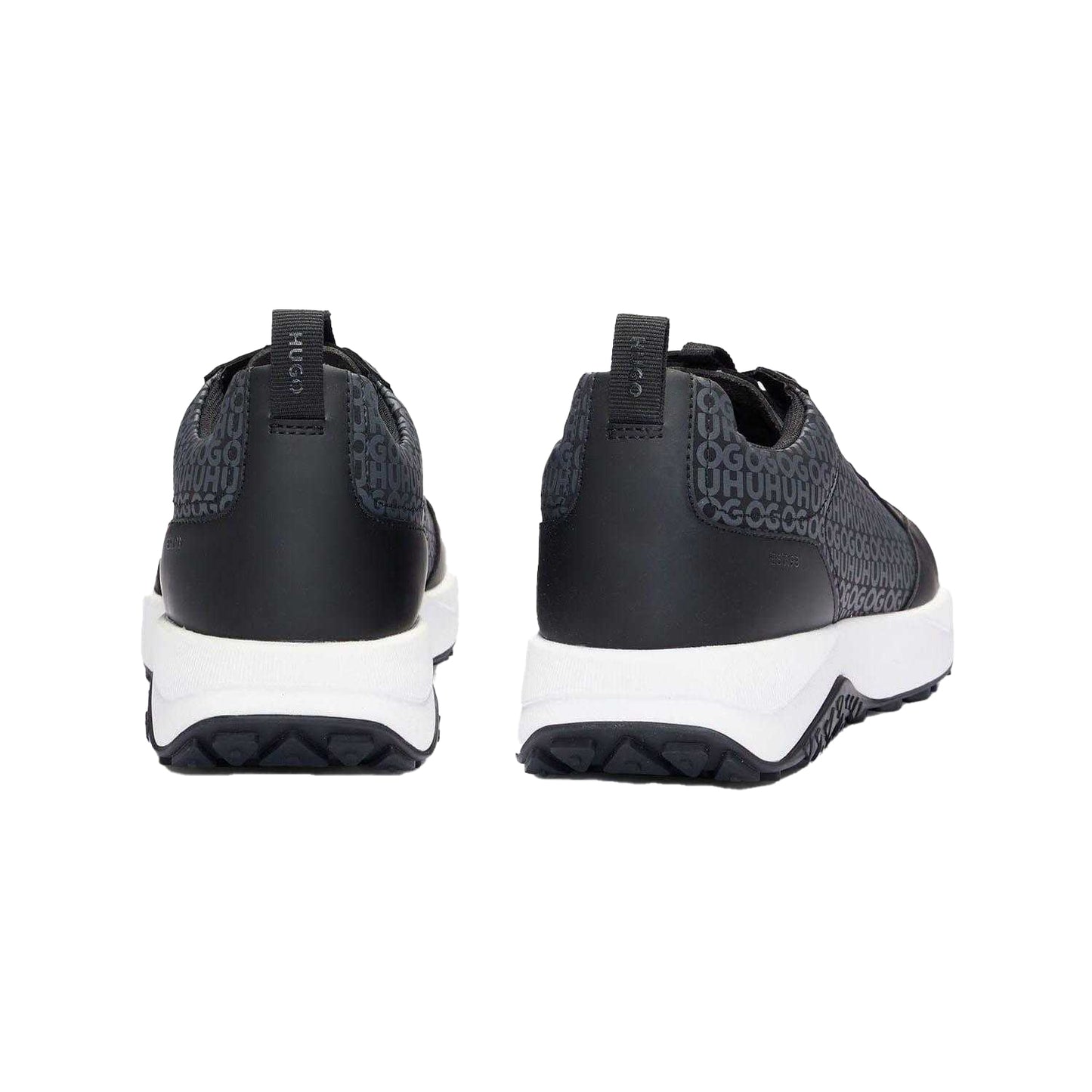 Black - Back - Hugo Boss Mens Repeat Logo Material Mix Trainers