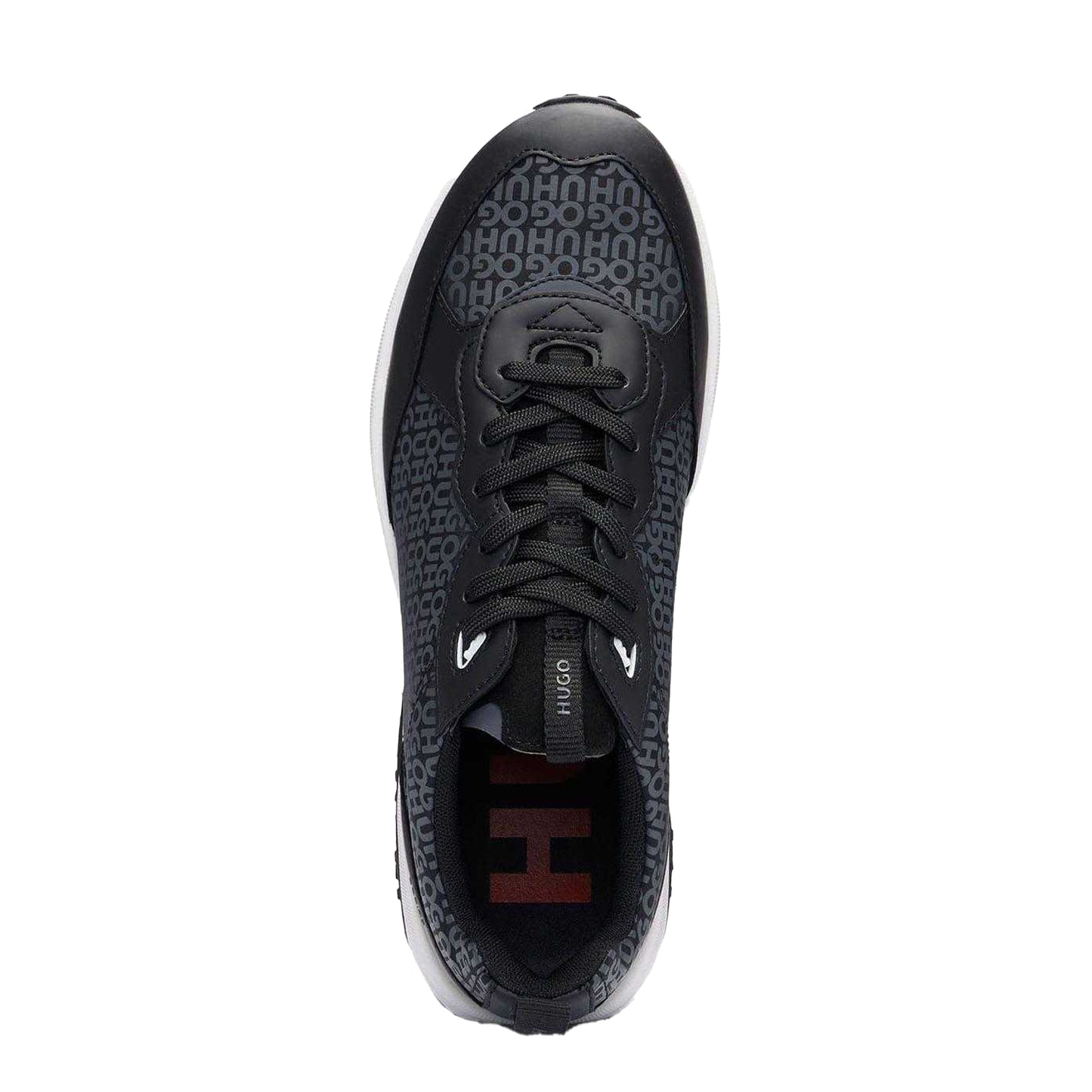 Black - Side - Hugo Boss Mens Repeat Logo Material Mix Trainers