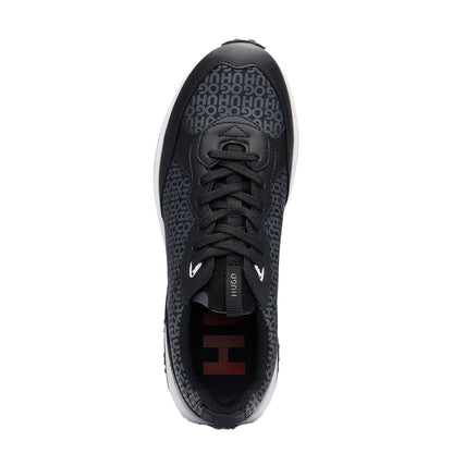 Black - Side - Hugo Boss Mens Repeat Logo Material Mix Trainers