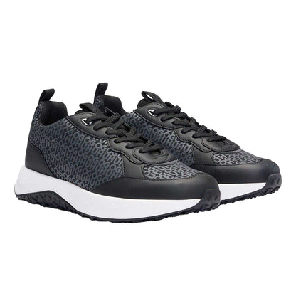 Black - Pack Shot - Hugo Boss Mens Repeat Logo Material Mix Trainers