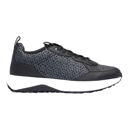 Black - Front - Hugo Boss Mens Repeat Logo Material Mix Trainers