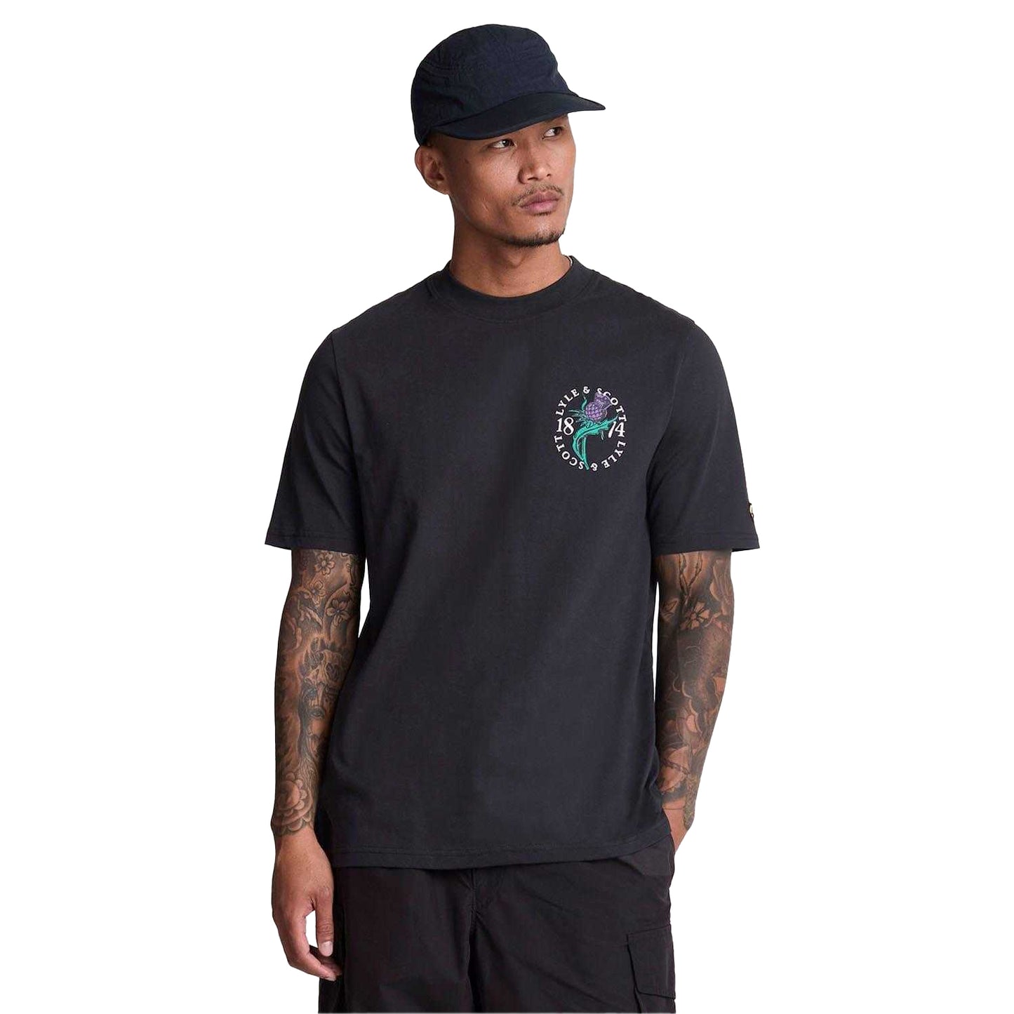 Black - Lifestyle - Lyle & Scott Mens Thistle Back Print T-Shirt