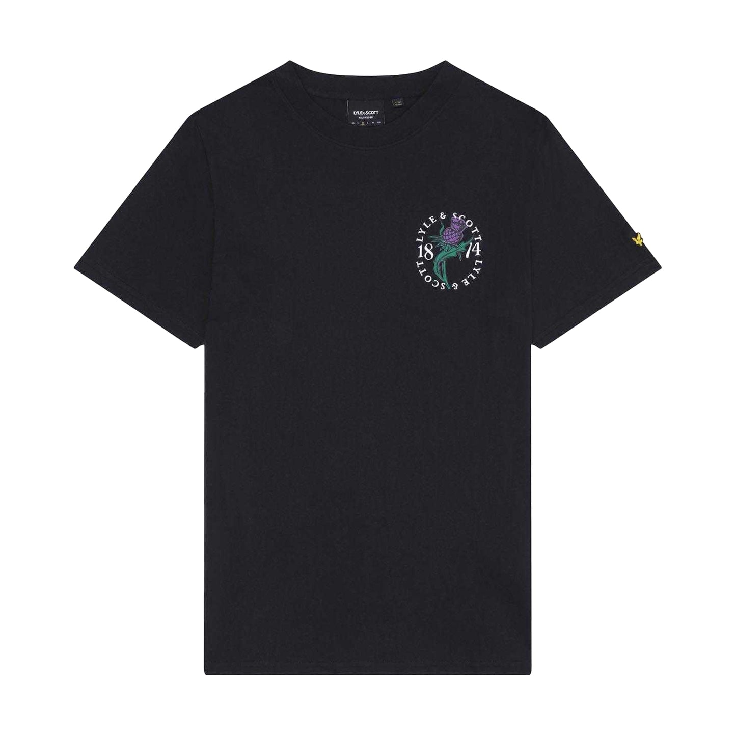Black - Front - Lyle & Scott Mens Thistle Back Print T-Shirt