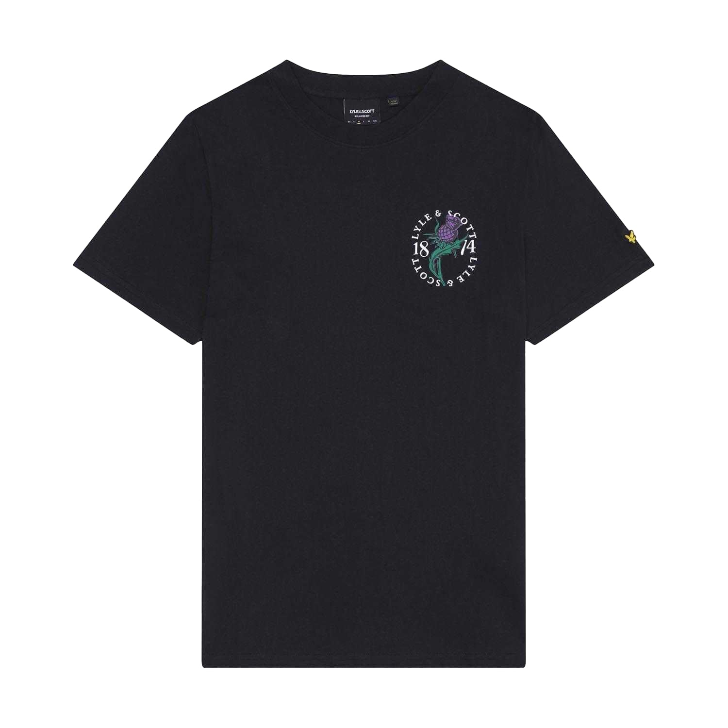 Black - Front - Lyle & Scott Mens Thistle Back Print T-Shirt