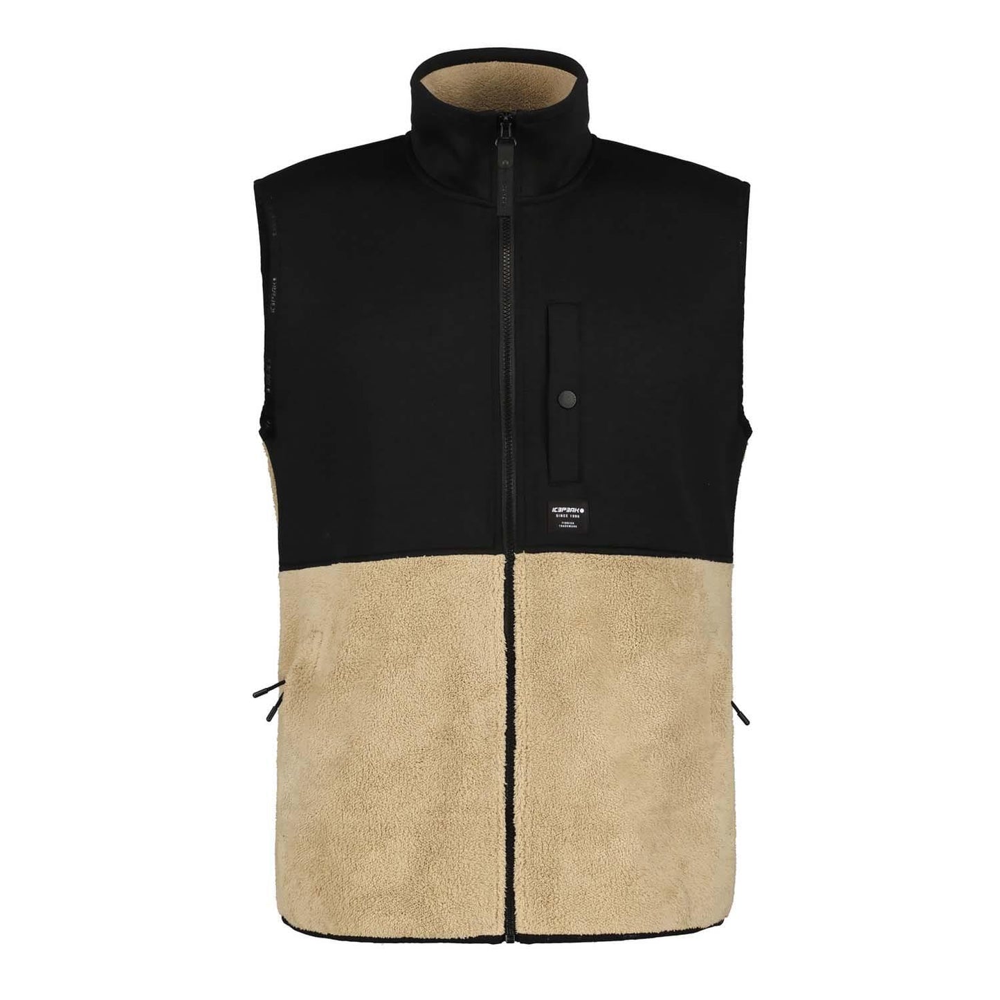 Black-Beige - Front - Icepeak Mens Alger Fleece Full Zip Gilet