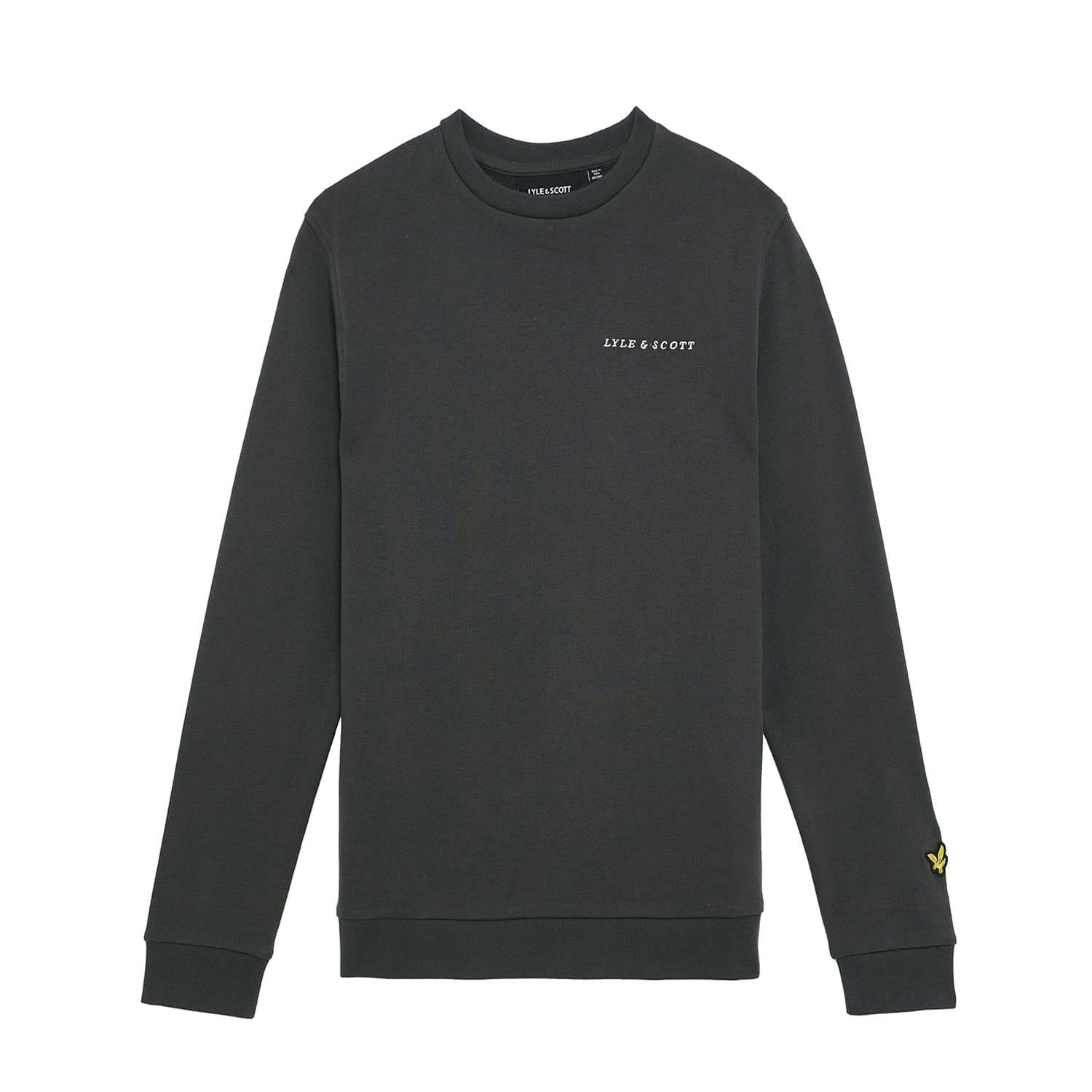 Grey - Front - Lyle & Scott Childrens-Kids Script Crew Neck Sweatshirt