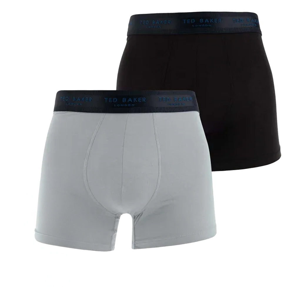 Black Silver - Front - Ted Baker Mens Modal Boxer Shorts (Pack of 2)
