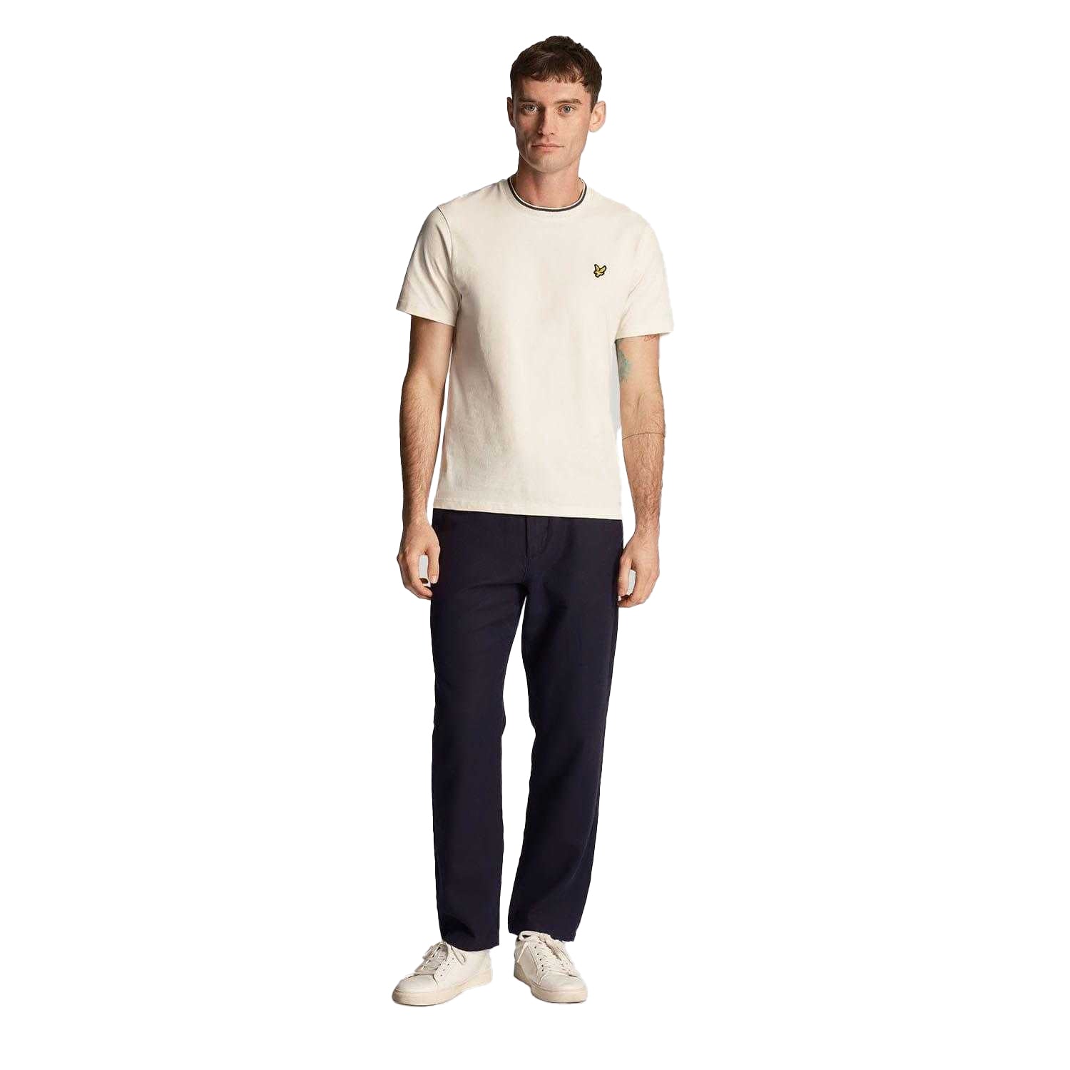 White-Grey - Pack Shot - Lyle & Scott Mens Tipped T-Shirt
