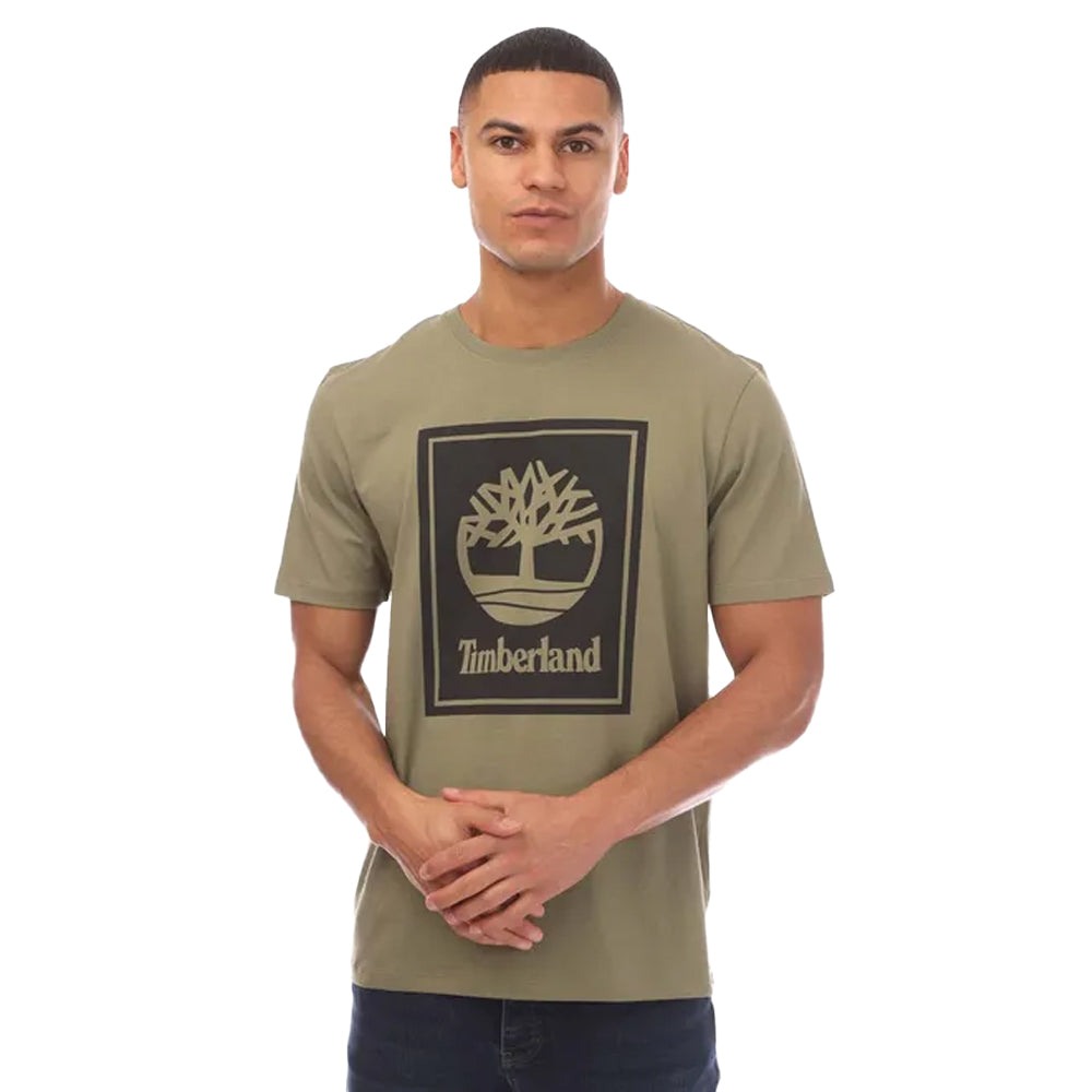 Khaki Green - Front - Timberland Mens Stack Logo T-Shirt