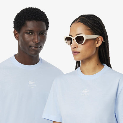 Blue - Lifestyle - Lacoste Unisex Adult Printed Signature Cotton T-Shirt