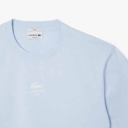 Blue - Close up - Lacoste Unisex Adult Printed Signature Cotton T-Shirt
