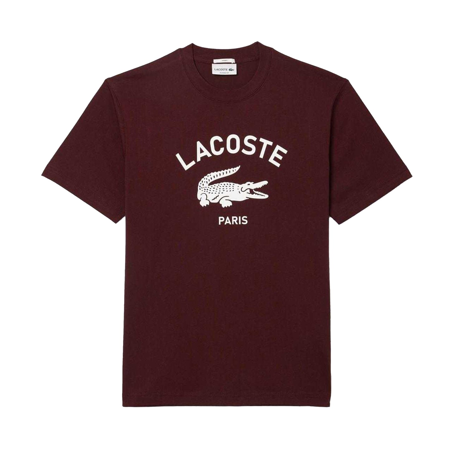 Maroon Red - Pack Shot - Lacoste Unisex Adult Printed Signature Cotton T-Shirt