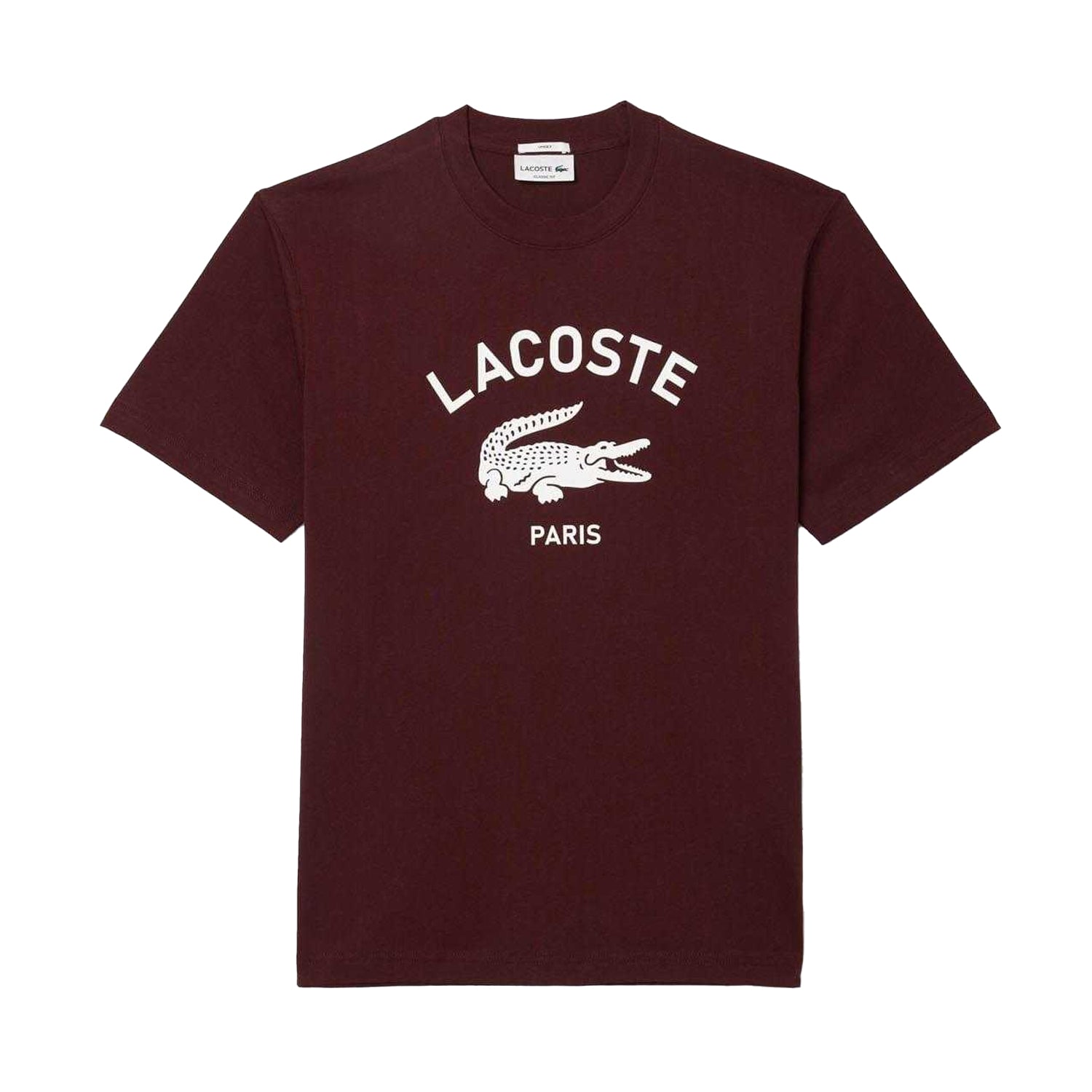 Maroon Red - Pack Shot - Lacoste Unisex Adult Printed Signature Cotton T-Shirt