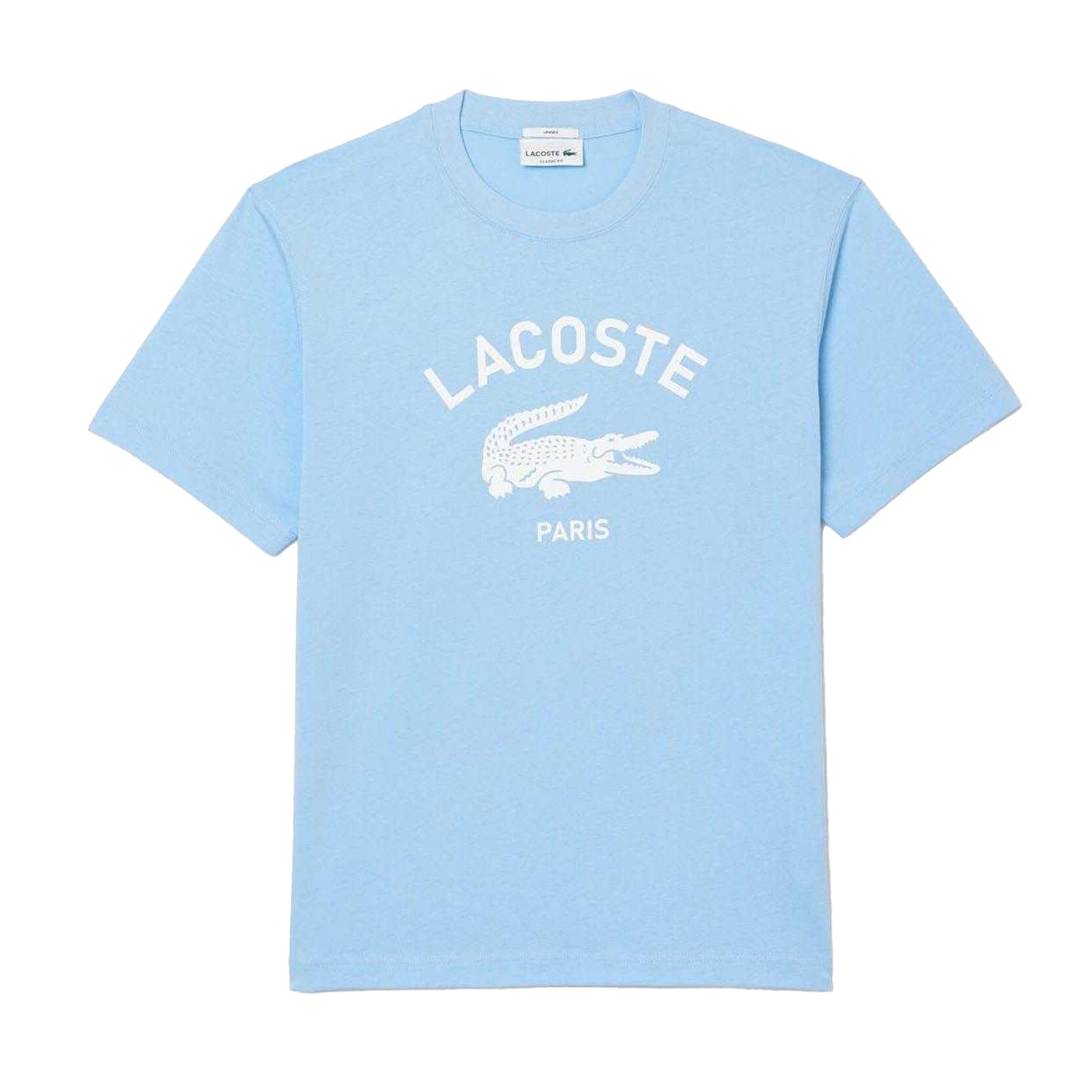 Light Blue - Front - Lacoste Unisex Adult Printed Signature Cotton T-Shirt