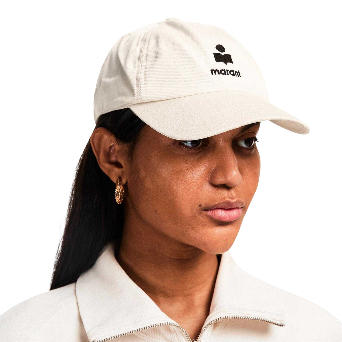Ecru-Black - Side - Isabel Marant Womens Tomas Cp Baseball Cap