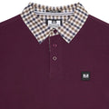 Berry - Side - Weekend Offender Mens Walker Checked Collar Long-Sleeved Polo Shirt