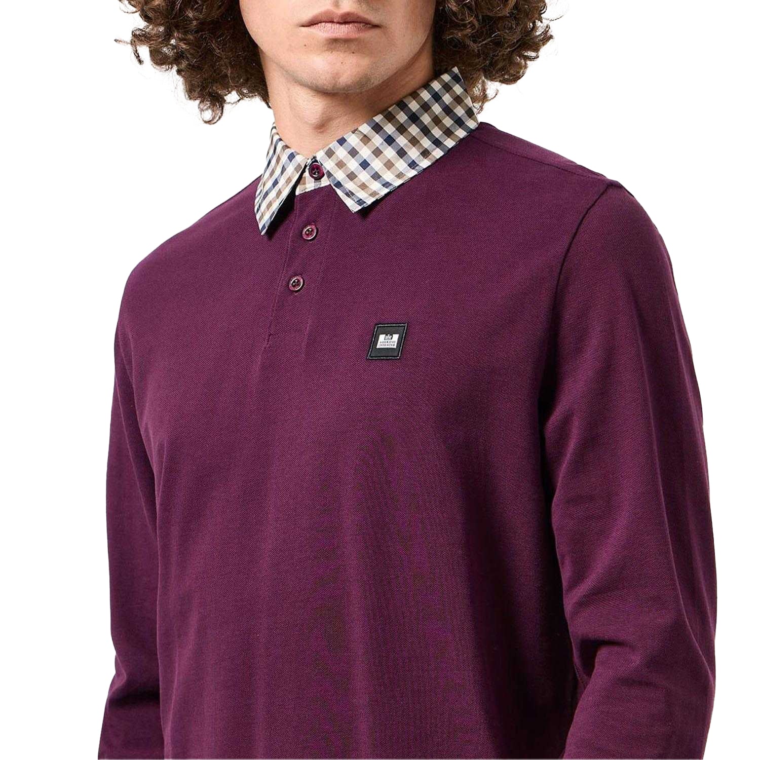 Berry - Lifestyle - Weekend Offender Mens Walker Checked Collar Long-Sleeved Polo Shirt