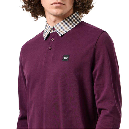 Berry - Lifestyle - Weekend Offender Mens Walker Checked Collar Long-Sleeved Polo Shirt