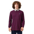 Berry - Pack Shot - Weekend Offender Mens Walker Checked Collar Long-Sleeved Polo Shirt