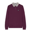 Berry - Front - Weekend Offender Mens Walker Checked Collar Long-Sleeved Polo Shirt