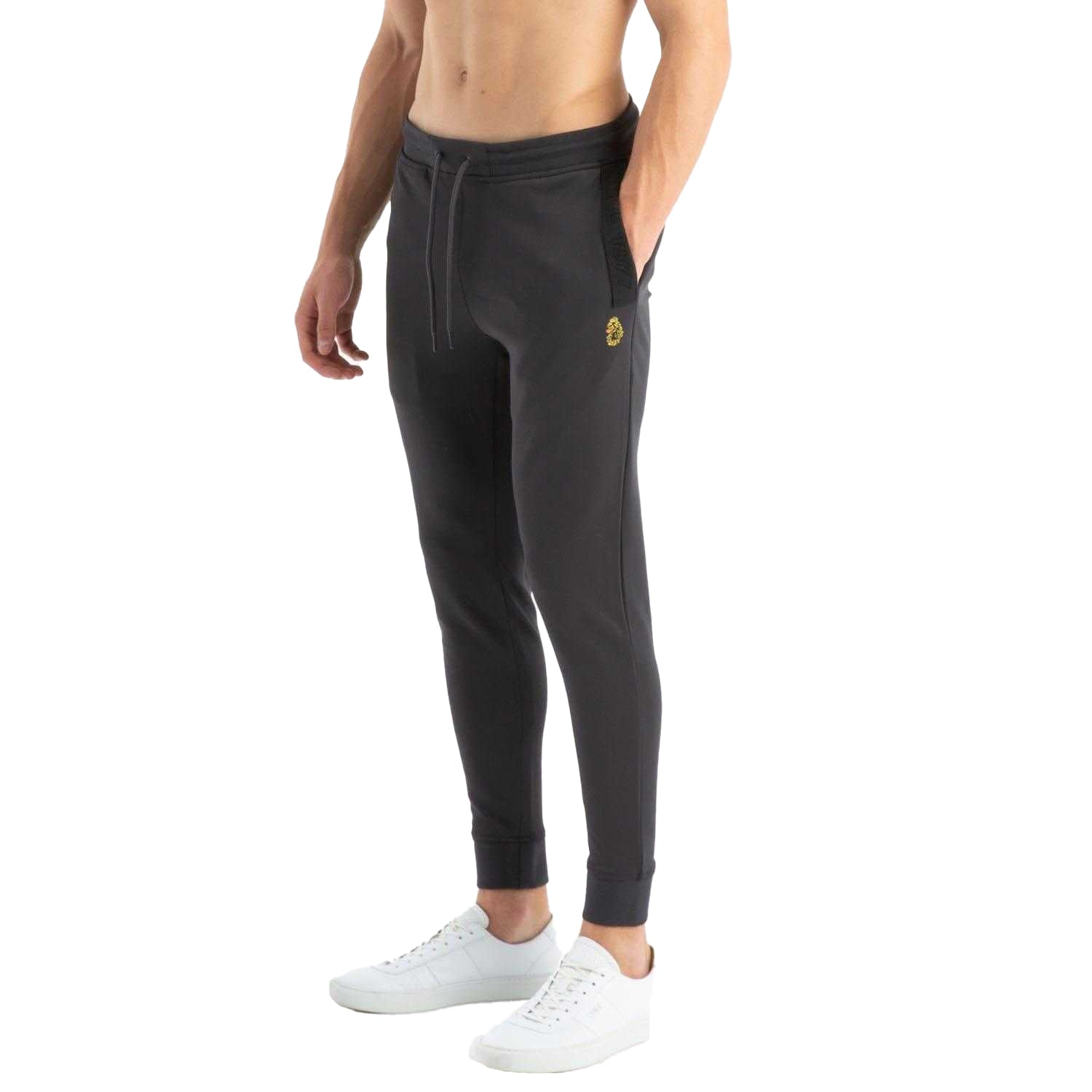 Grey - Side - Luke 1977 Mens TTTJ Core Tricot Jogging Bottoms