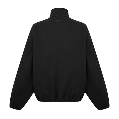 Black-White - Back - Fear Of God Essentials Mens Fleece Relaxed Fit Tracksuit Top