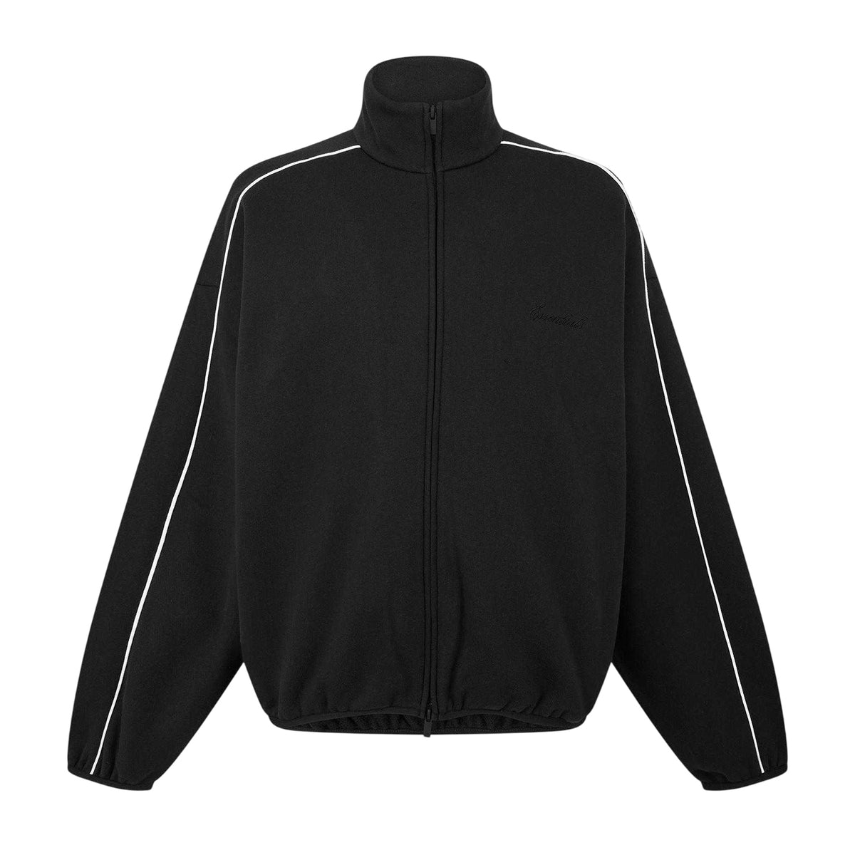 Black-White - Front - Fear Of God Essentials Mens Fleece Relaxed Fit Tracksuit Top