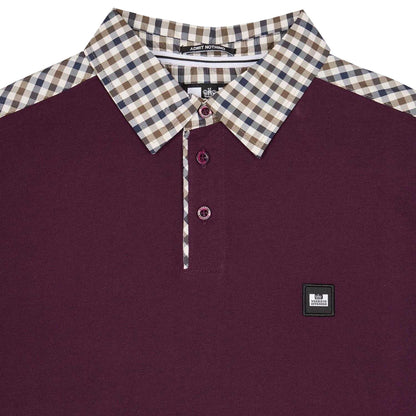 Berry - Side - Weekend Offender Mens Costa Checked Collar Polo Shirt
