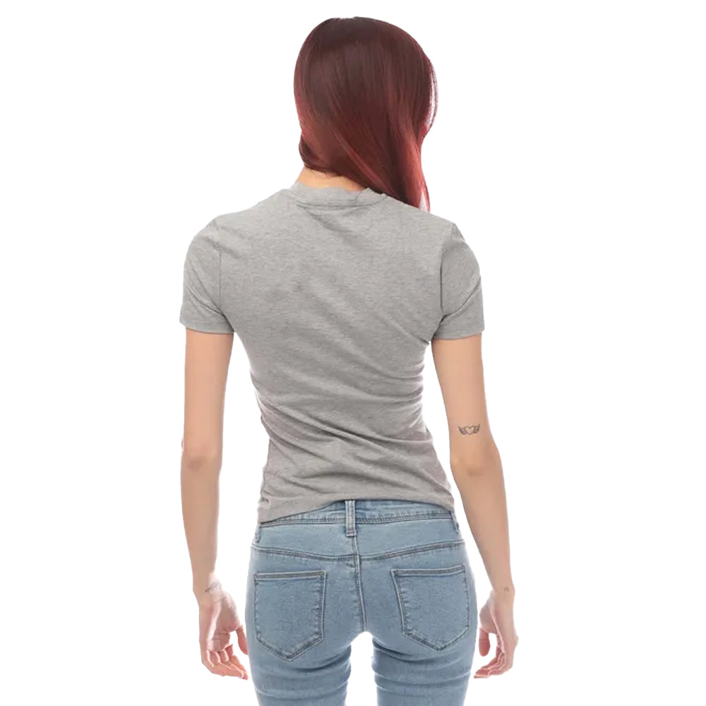 Grey-White - Back - Off-White Womens-Ladies Helvetica Fitted T-Shirt