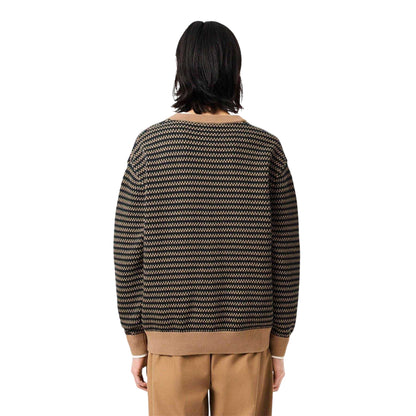 Brown - Back - Lacoste Mens Jacquard Cardigan