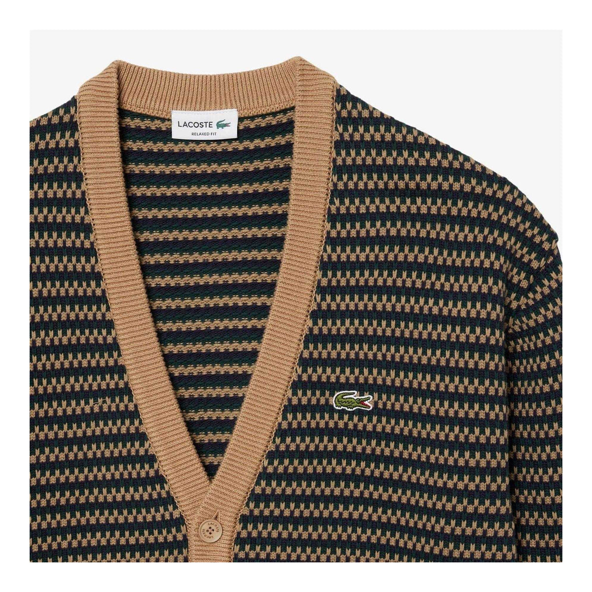 Brown - Lifestyle - Lacoste Mens Jacquard Cardigan