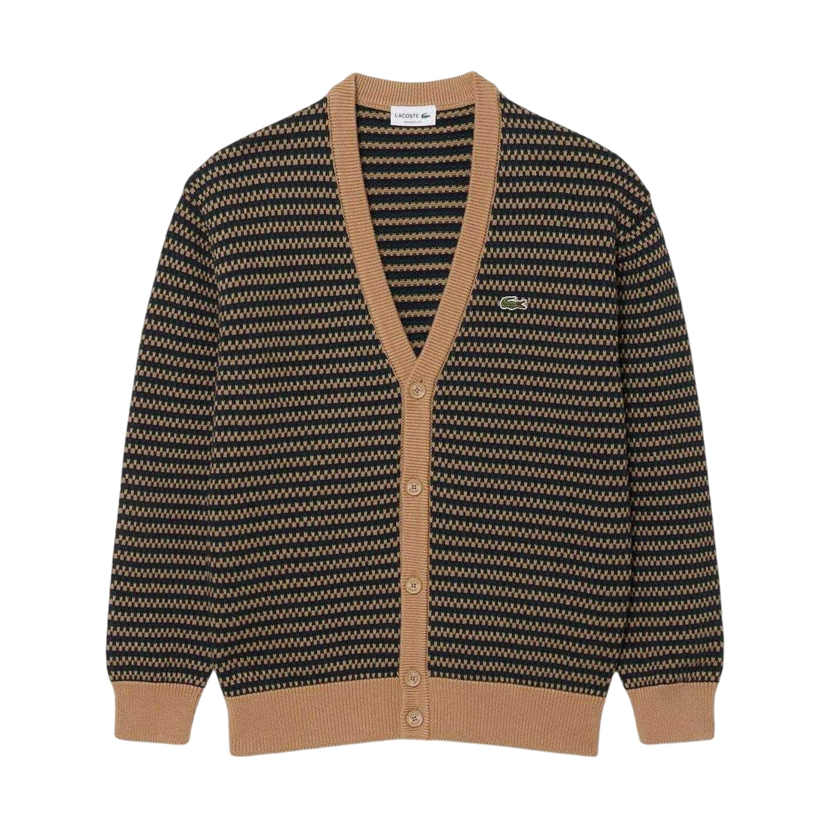 Brown - Front - Lacoste Mens Jacquard Cardigan